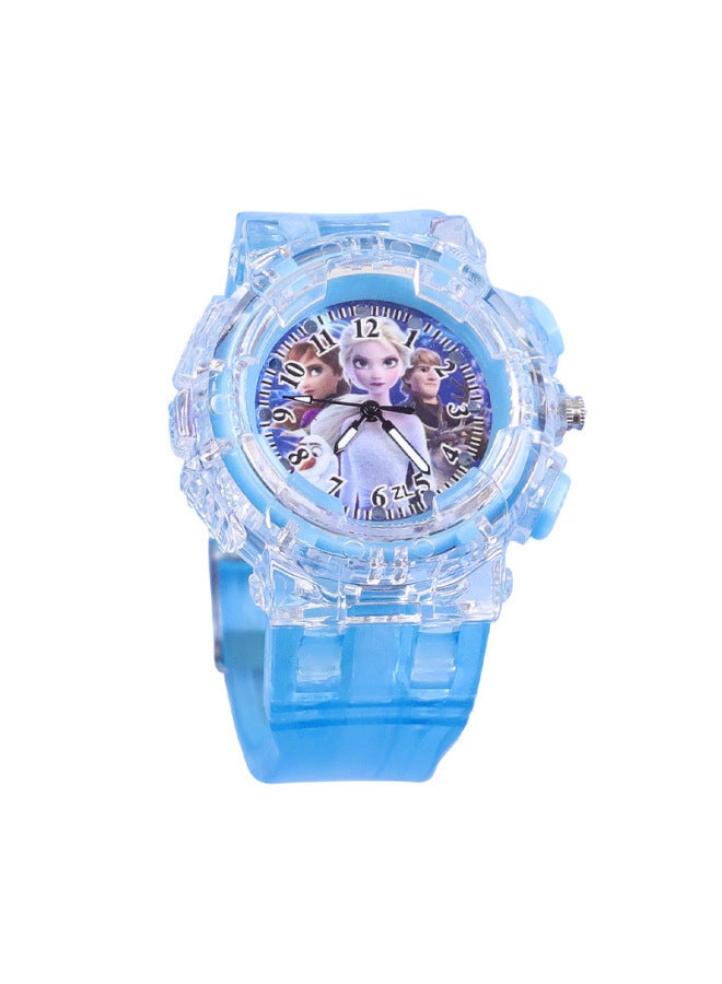 Spot Ice Princess Colorful Light Watch Fashion Creative Children's Watch Ultraman Luminous Watch-Color:Ice And Snow 2 Generation - Image 1