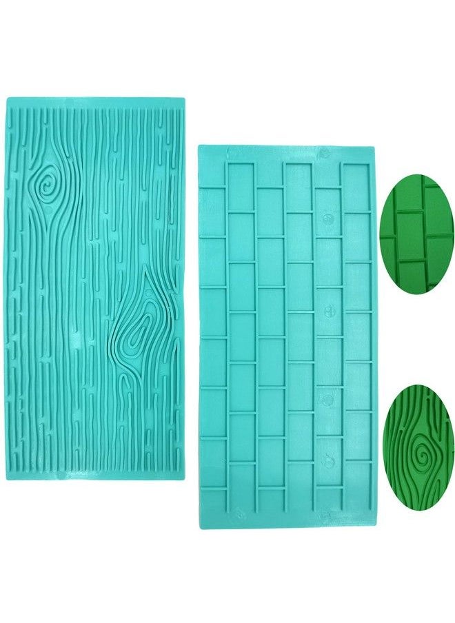 gobaker Gobaker Texture 2Piece Mold Set Tree Bark And Brick Wall Impression Moulds Gum Paste Impression Mat Fondant Cake Decorating Gobaker Supplies For Cupcake Wedding Cake Decoration(Blue)  - Image 2