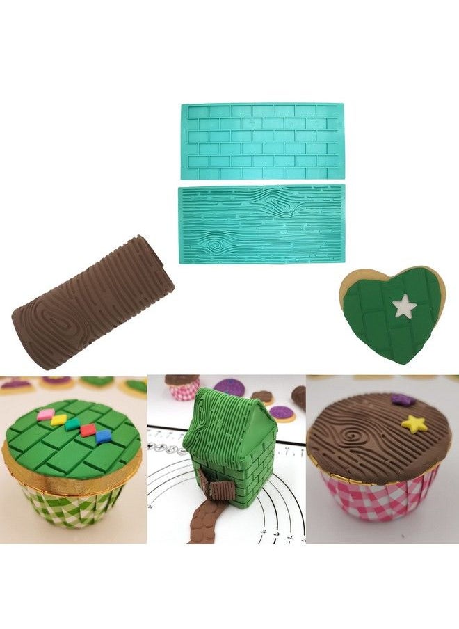 gobaker Gobaker Texture 2Piece Mold Set Tree Bark And Brick Wall Impression Moulds Gum Paste Impression Mat Fondant Cake Decorating Gobaker Supplies For Cupcake Wedding Cake Decoration(Blue)  - Image 4