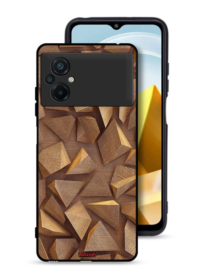 Tolwak Xiaomi Poco M5 4G Protective Case Cover Wood Pieces Art - Image 1