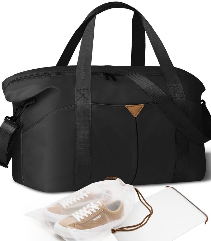 Magimack Duffle Bag for Travel, Carry-on Travel Bag with Trolley Sleeve, Sport Gym Bag for Women, Overnight Bag for Men, Hospital Bag for Labor and Delivery (Black) - Image 1
