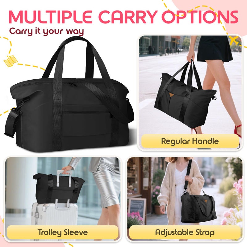 Magimack Duffle Bag for Travel, Carry-on Travel Bag with Trolley Sleeve, Sport Gym Bag for Women, Overnight Bag for Men, Hospital Bag for Labor and Delivery (Black) - Image 5