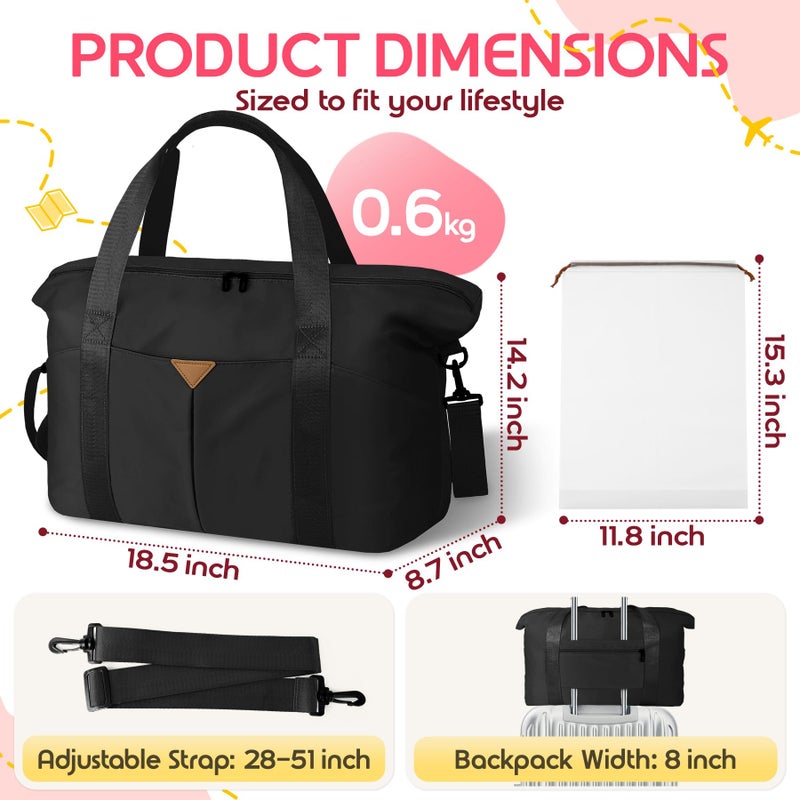 Magimack Duffle Bag for Travel, Carry-on Travel Bag with Trolley Sleeve, Sport Gym Bag for Women, Overnight Bag for Men, Hospital Bag for Labor and Delivery (Black) - Image 2