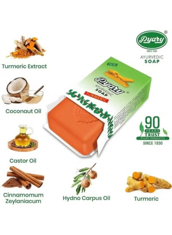 Pyary Ayurvedic Turmeric Soap 75g (Pack of 4) Herbal Antibacterial soap - Image 2
