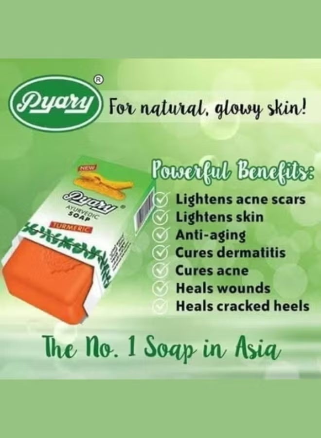 Pyary Ayurvedic Turmeric Soap 75g (Pack of 4) Herbal Antibacterial soap - Image 3