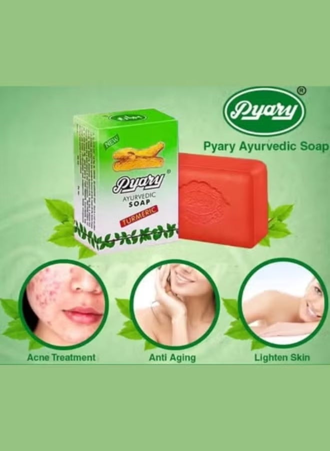 Pyary Ayurvedic Turmeric Soap 75g (Pack of 4) Herbal Antibacterial soap - Image 4