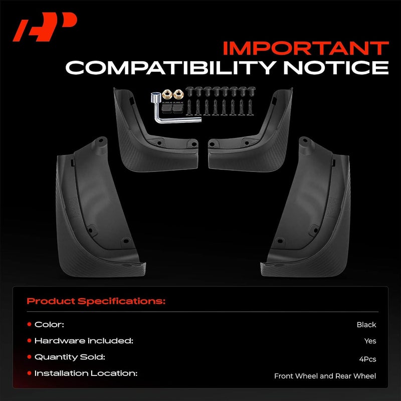 A-Premium Mud Flaps for Tesla Model Y Juniper 2025, No Drilling Required Mud Guards with Installation Kits, 4 Pack Front and Rear Vehicle Body Protection Accessories - Image 3