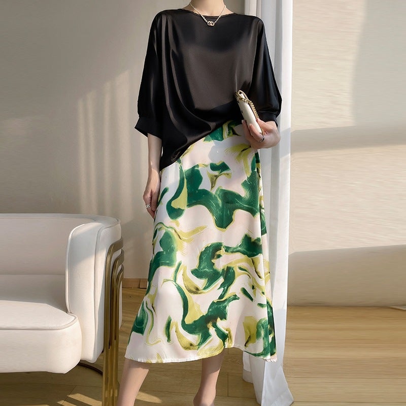 2023 Spring Ice Silk Short Sleeve T-Shirt for Women, Round Neck, Loose Fit - Image 3