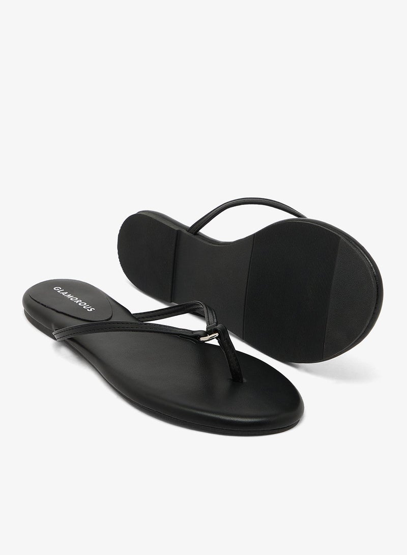GLAMOROUS Ring Detail PU Flip Flops - Image 3