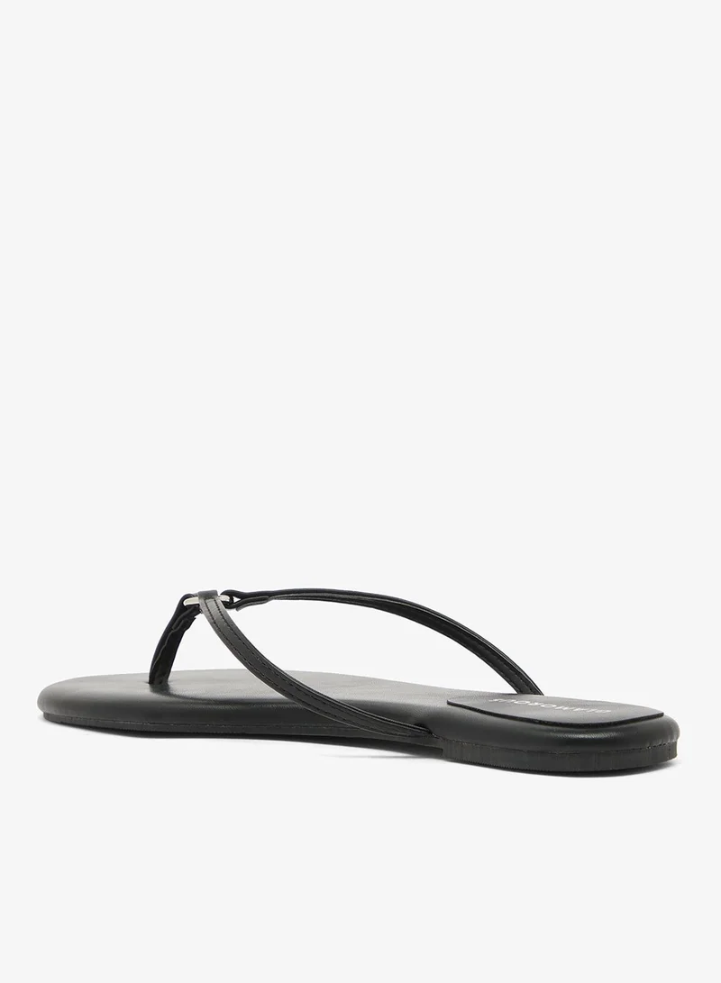 Glamorous BLACK Ring Detail PU Flip Flops for Women | Best Price UAE