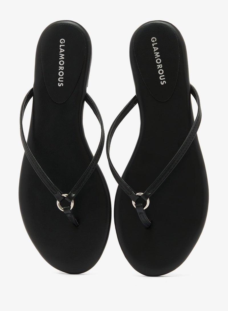 GLAMOROUS Ring Detail PU Flip Flops - Image 5