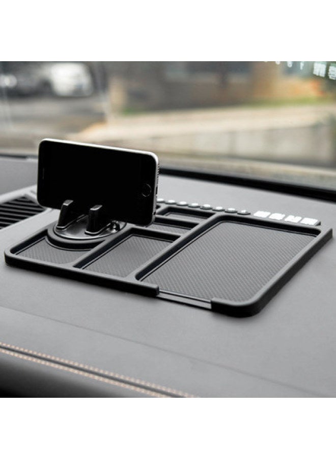 Car Anti-slip Mat Multi-function Mobile Phone Navigation Bracket Storage Rack Silicone Dashboard Temporary Parking Number Plate