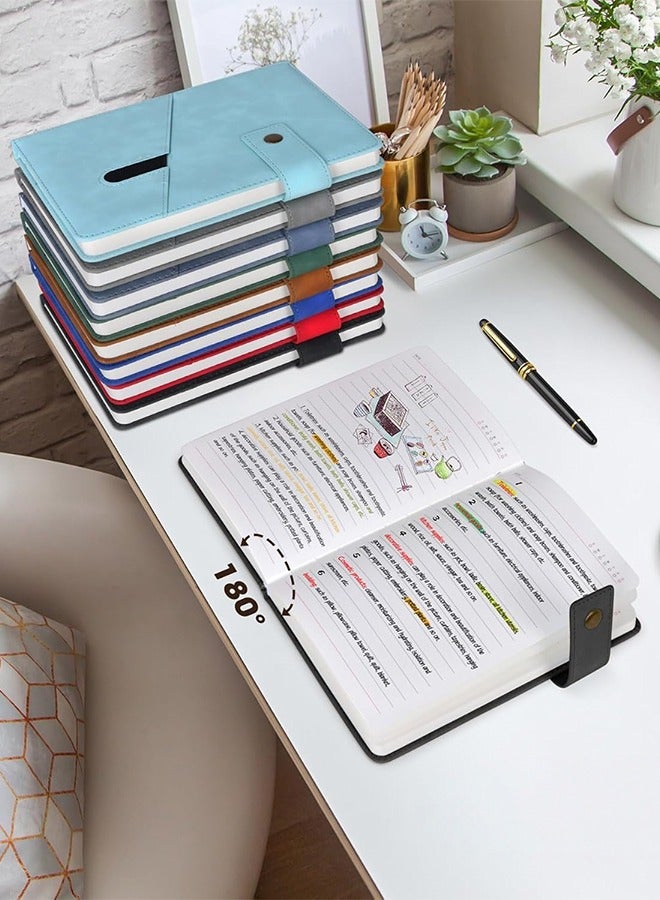 متجر الفرح دفتر يوميات جلدي مسطر مقاس A5، طقم يوميات غلاف مقوى مع قلم وصندوق هدايا، 200 صفحة، ورق سميك مسطر 100 جرام للمتر المربع، يوميات يومية للرجال والنساء، المدرسة، السفر، الأعمال، العمل، الكتابة، 5.9 بوصة × 8.4 بوصة، أسود - Image 3