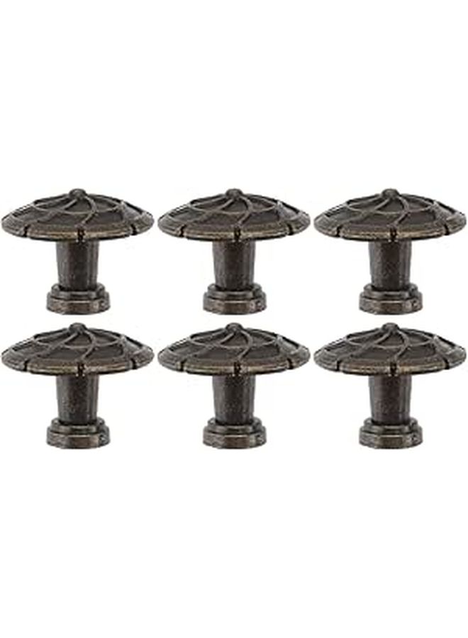 Solid Bronze Cabinet Handles 6 Pack Embossed Drawer Pulls For Furniture Single Hole Hardware - Image 1