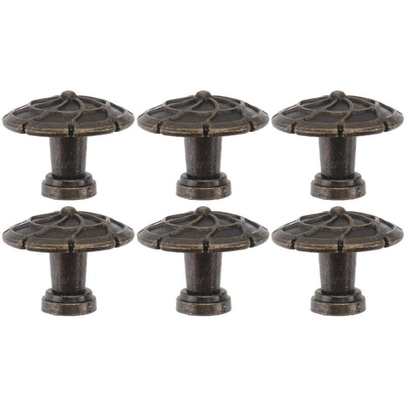 Solid Bronze Cabinet Handles 6 Pack Embossed Drawer Pulls For Furniture Single Hole Hardware - Image 2