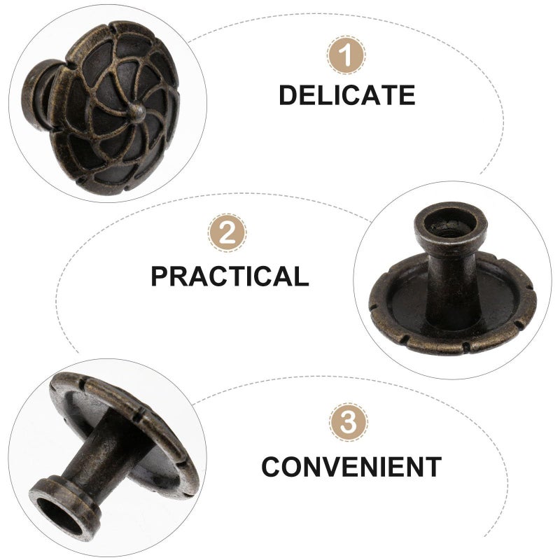 Solid Bronze Cabinet Handles 6 Pack Embossed Drawer Pulls For Furniture Single Hole Hardware - Image 5