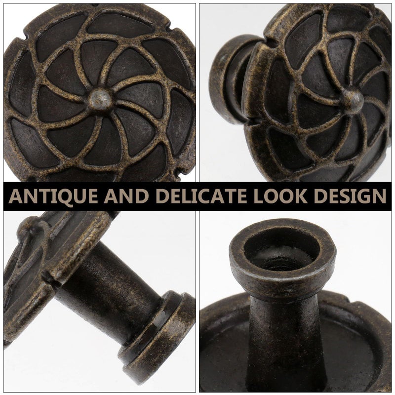 Solid Bronze Cabinet Handles 6 Pack Embossed Drawer Pulls For Furniture Single Hole Hardware - Image 4