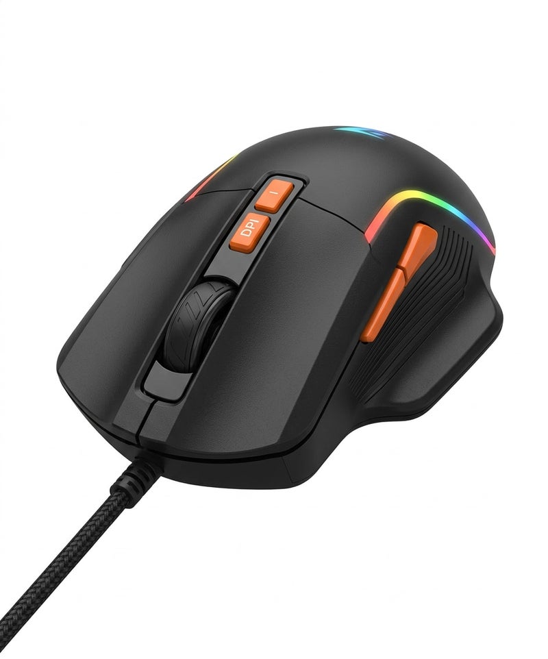 جيرتك ماوس ألعاب سلكي جيرتيك JR850 بلس إضاءة كروم آر جي بي 4800 نقطة لكل بوصة تصميم مريح عالي الدقة وسرعة استجابة فائقة للكمبيوتر واللابتوب لون أسود - أداء احترافي وتحكم مثالي للألعاب - Image 1