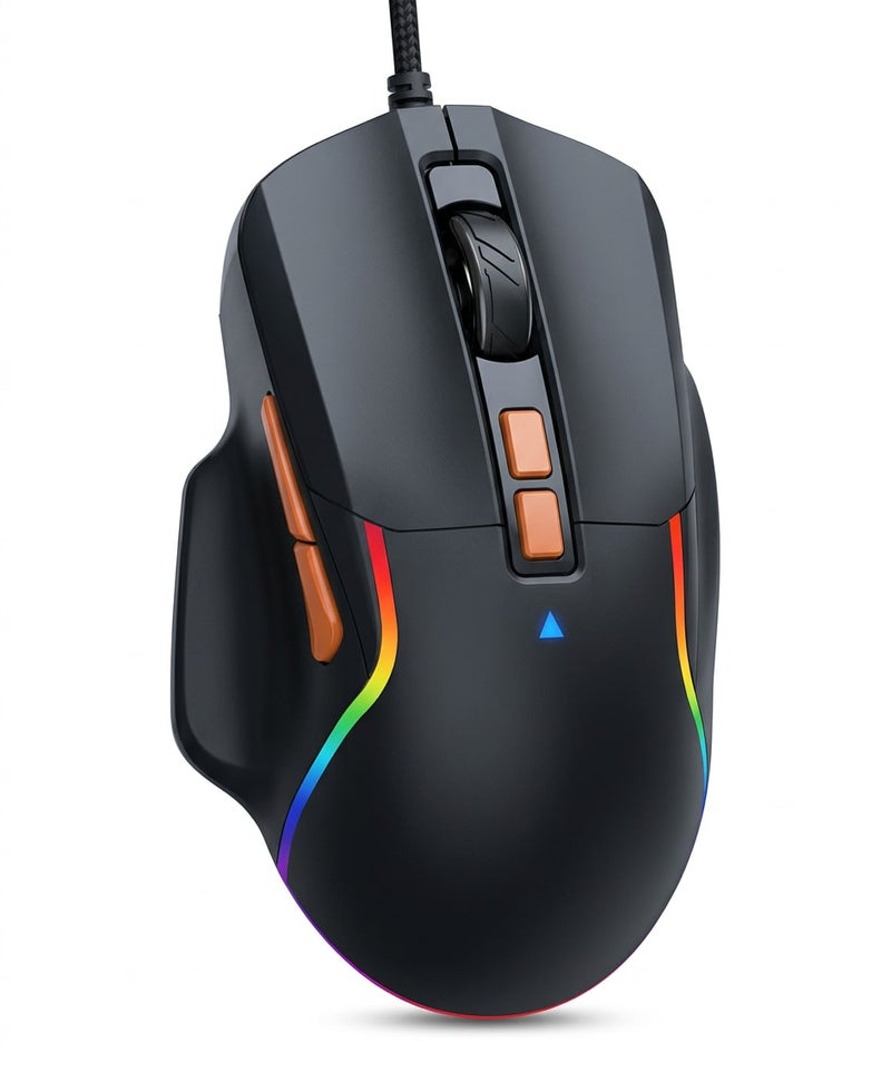 جيرتك ماوس ألعاب سلكي جيرتيك JR850 بلس إضاءة كروم آر جي بي 4800 نقطة لكل بوصة تصميم مريح عالي الدقة وسرعة استجابة فائقة للكمبيوتر واللابتوب لون أسود - أداء احترافي وتحكم مثالي للألعاب - Image 2