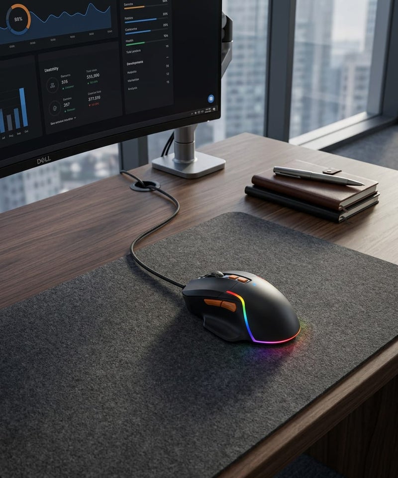 جيرتك ماوس ألعاب سلكي جيرتيك JR850 بلس إضاءة كروم آر جي بي 4800 نقطة لكل بوصة تصميم مريح عالي الدقة وسرعة استجابة فائقة للكمبيوتر واللابتوب لون أسود - أداء احترافي وتحكم مثالي للألعاب - Image 4