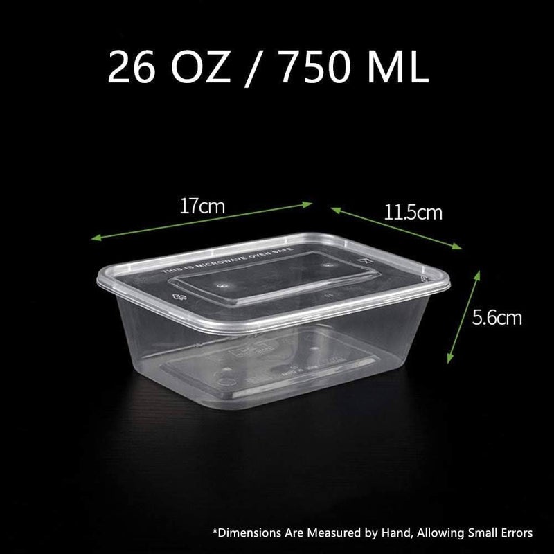 Microwave Boxes Meal Prep Containers, [10 Pack] Plastic Storage Food Containers with Lids, Disposable Bento Box Reuse, Refrigerator Safe, Microwave, Dishwasher Safe (750ML- 26 OZ) (10) - Image 3