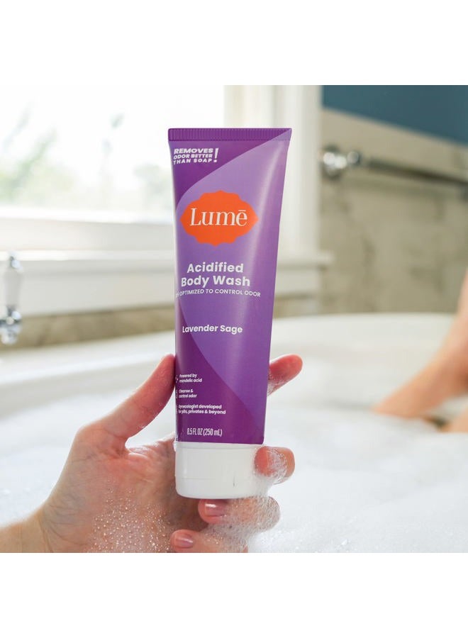 Lume Acidified Body Wash - 24 Hour Odor Control - Removes Odor Better than Soap - Moisturizing Formula - Formulated Without SLS or Parabens - OB/GYN Developed - 8.5 ounce (Pack of 2) (Lavender Sage) - Image 4