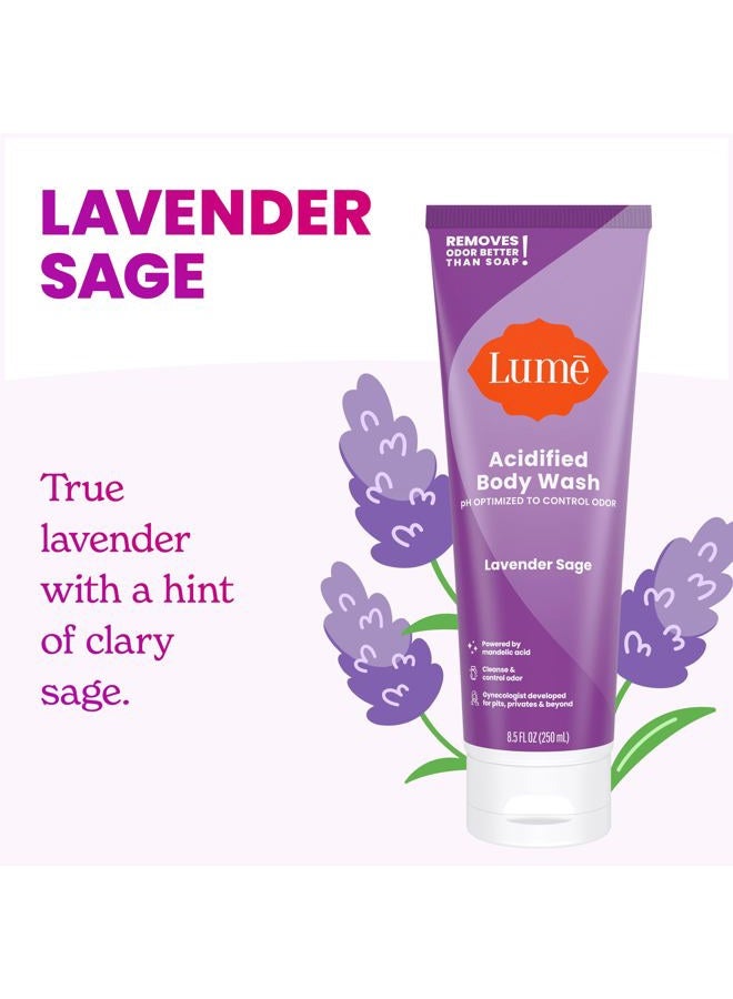 Lume Acidified Body Wash - 24 Hour Odor Control - Removes Odor Better than Soap - Moisturizing Formula - Formulated Without SLS or Parabens - OB/GYN Developed - 8.5 ounce (Pack of 2) (Lavender Sage) - Image 3