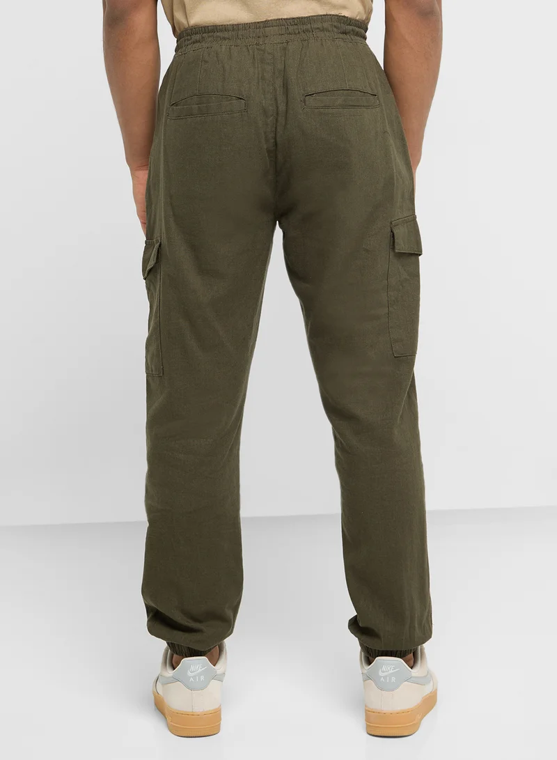BRAVE SOUL Linen Cargo Pants