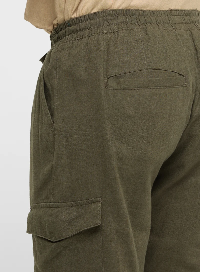 BRAVE SOUL Linen Cargo Pants