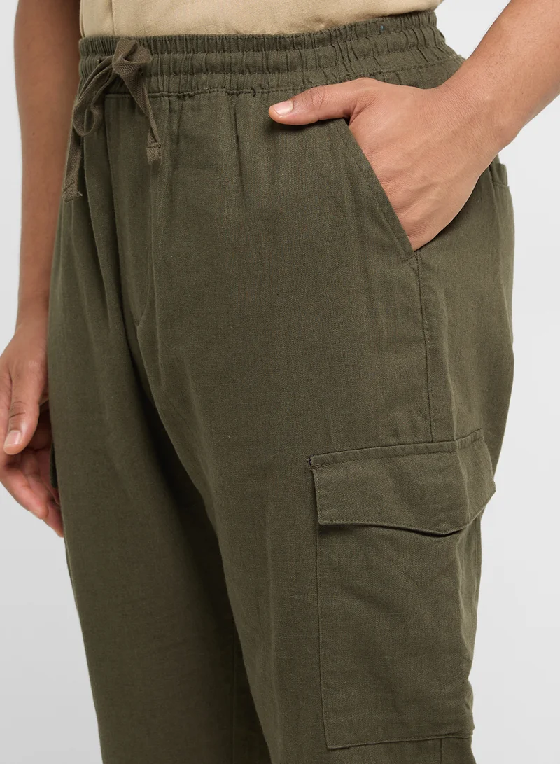 BRAVE SOUL Linen Cargo Pants