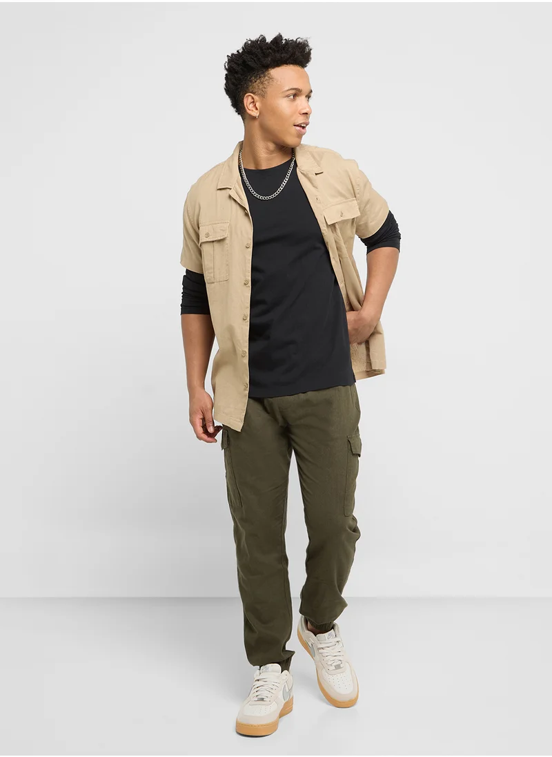 BRAVE SOUL Linen Cargo Pants