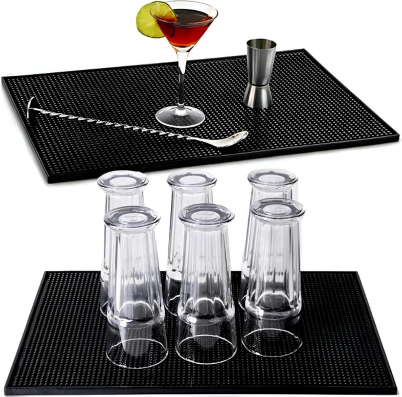 Anti-slip Rubber Mat - Durable PVC Bar Runner for Glass Drips and Beverage Spills, Ideal for Bars, Kitchens, and Countertops, Waterproof and Heat Resistant (2PCS)