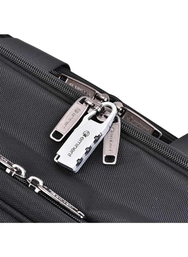 Eminent  Premium Polyester Laptop Bag 17 Inch Light Weight 180° Opening Business Laptop Case for Men Women on Travel Business V612 Black  | Best Price UAE