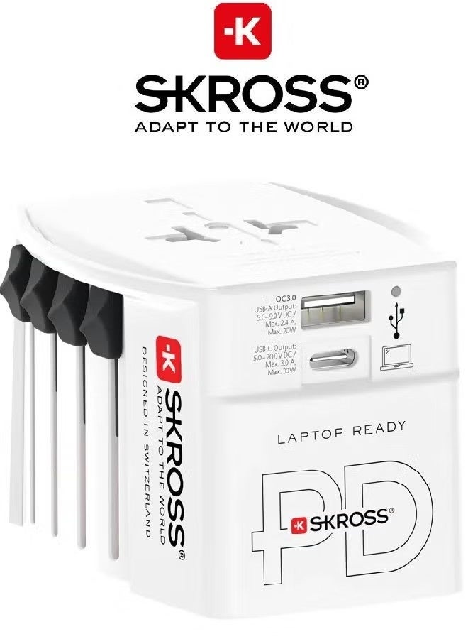 سكروس محول سفر عالمي من سكروس مع شاحن سريع USB-C وUSB-A، جاهز للكمبيوتر المحمول - Image 1