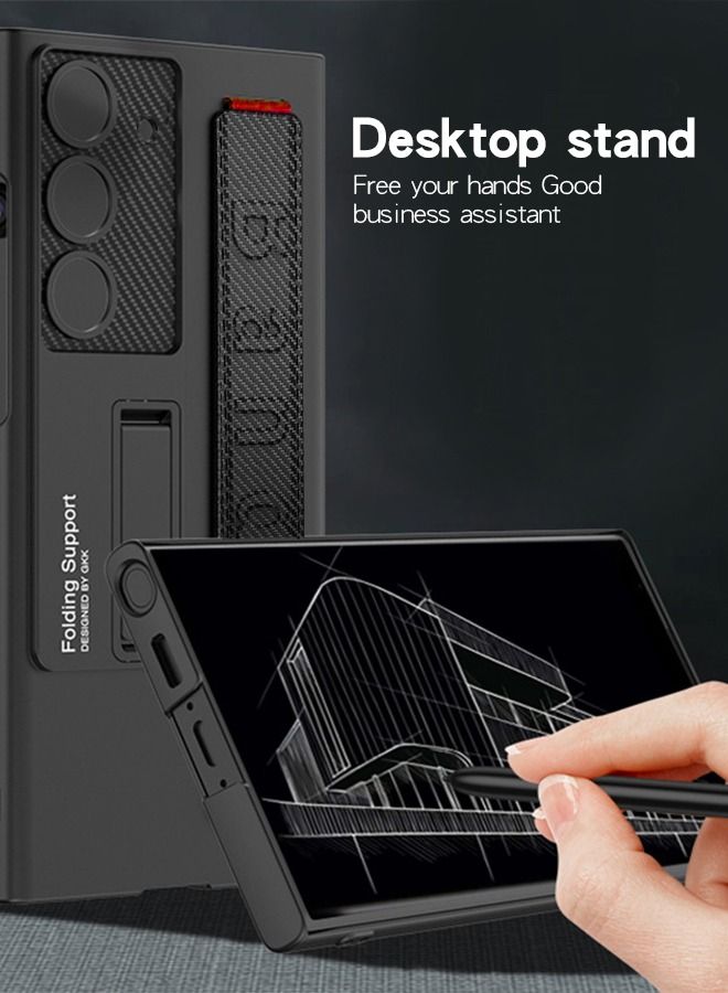 GROIC جراب متوافق مع هاتف Samsung Galaxy S23 Plus مقاس 6.6 بوصة مع حامل حزام معصم من البولي يوريثان، جراب حامل واقٍ لعدسة الكاميرا، جراب واقٍ رفيع صلب مقاوم للصدمات، جراب واقٍ من السقوط العسكري - Image 2