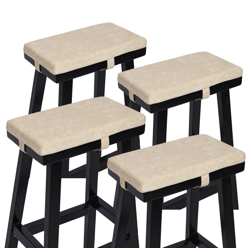 BAIBU baibu Set of 4 Beige Rectangular Stool Cushions 18x95x15 inches Polyester Fabric Foam Fill NonSlip Base Machine Washable Cover 