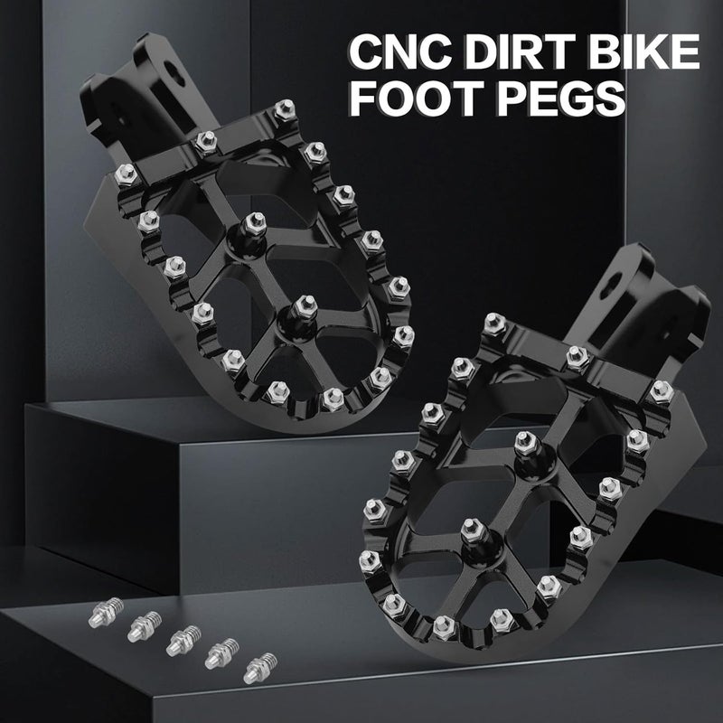 LKV CNC Dirt Bike Foot Pegs - Black - Image 3