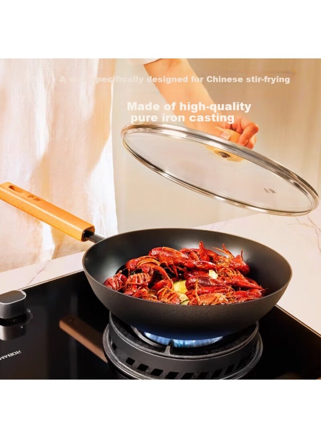 Robam Robam Cast Iron Wok Non-stick Pan Cooking Pan [supplies Iron Element] Thickened Durable Rust-resistant - Image 3
