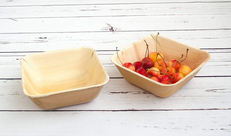 Charity Leaf Disposable Palm Leaf 6"" Square Bowl (50 pcs) Dipping Bowls | Bamboo Like| All Natural and Biodegradable | Charcuterie Boards  BBQs  and Parties - Image 5