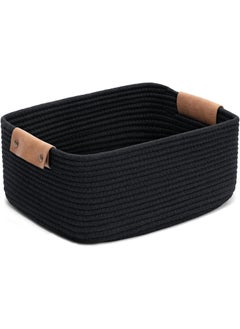 ALBY ALBY Rectangle Jute Rope Woven Basket with Handles for Books Magazines Toys Decorative Rectangle Basket for Baby Nursery Living Room Bathroom black  - Image 1