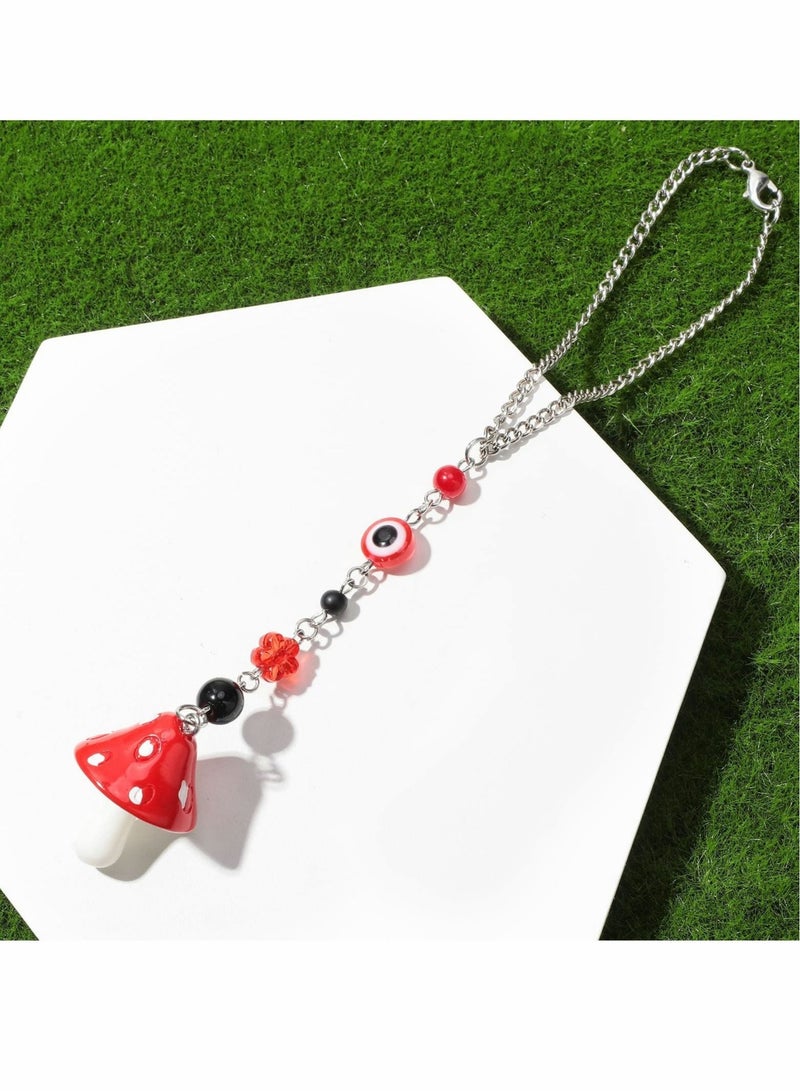 كابتن تيك Mushroom Car Hanging Ornament Evil Eye Rear View Mirror Accessories Lucky Rearview Mirror Charms Resin Mushroom Pendant Cute Rear View Mirror Decoration for Vehicle Home Door - Image 3