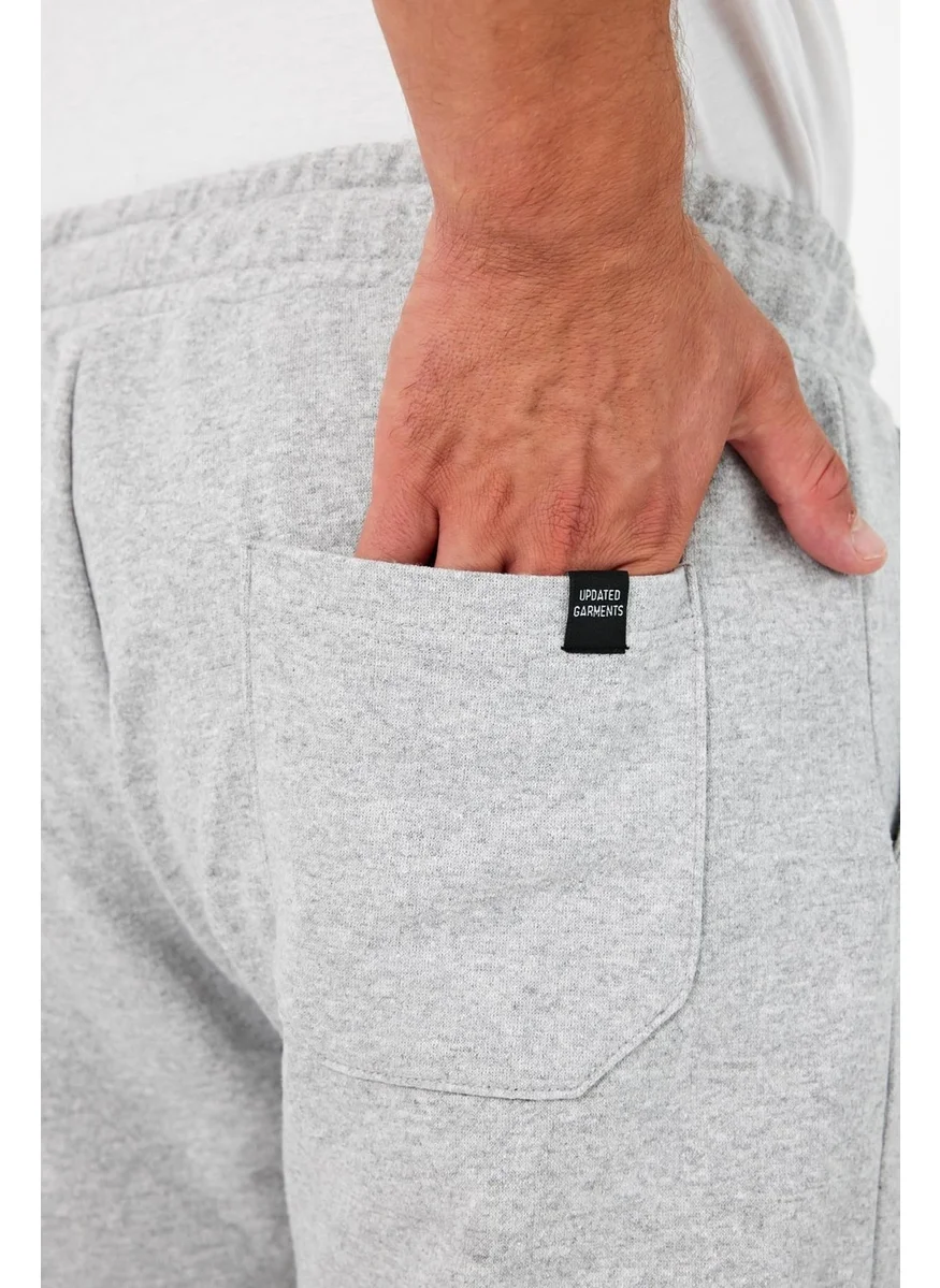 mmetalic Thick Grey Men's Sweatpants Jogger Back Pocket Elastic Leg Regular Fit Non-raised