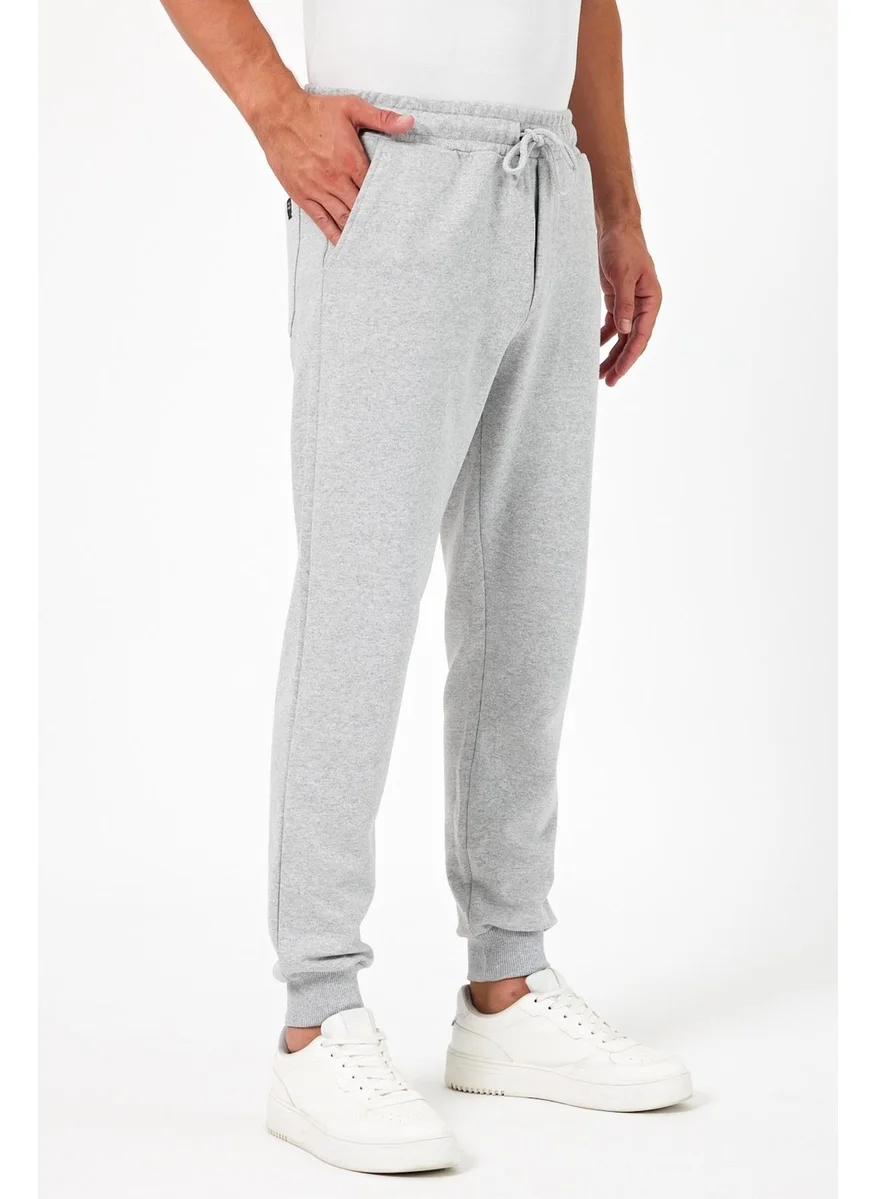 mmetalic Thick Grey Men's Sweatpants Jogger Back Pocket Elastic Leg Regular Fit Non-raised