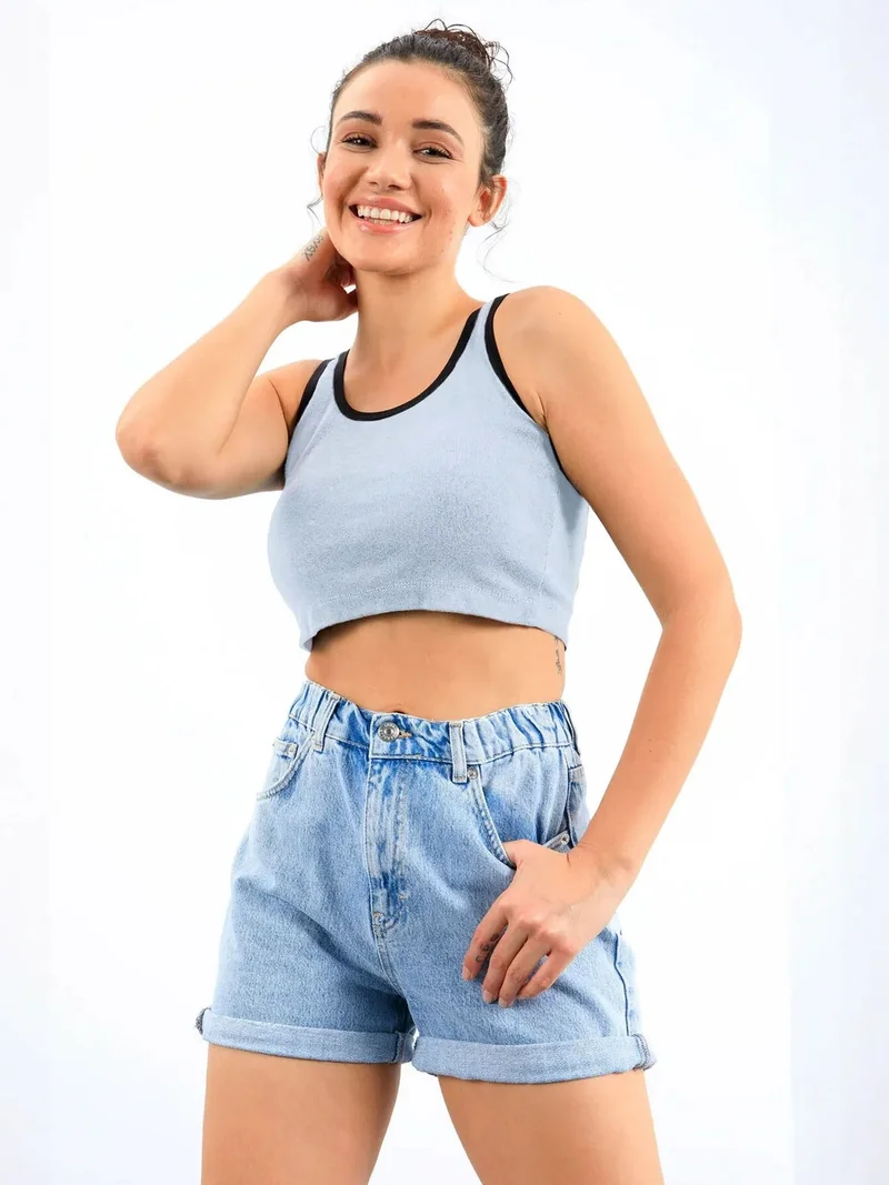TOMMYLIFE TOMMY Ribbed Sleeveless Crop Top