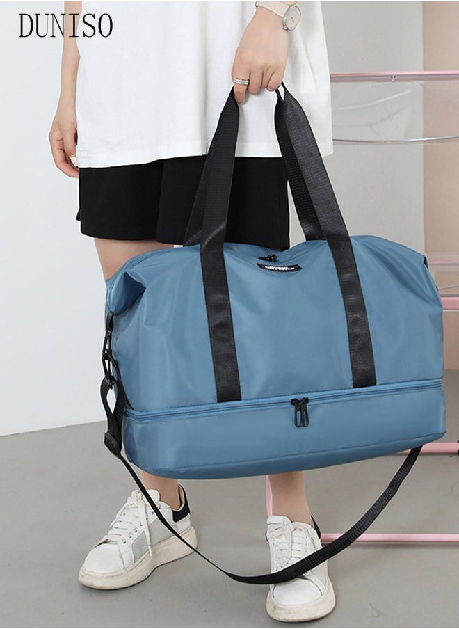 DUNISO - Sports Gym Bag with Wet Pocket & Shoes Compartment, Weekender Overnight Bag for Travel Gym Yoga Travel Duffel Bag for Men and Women Lightweight - Image 1