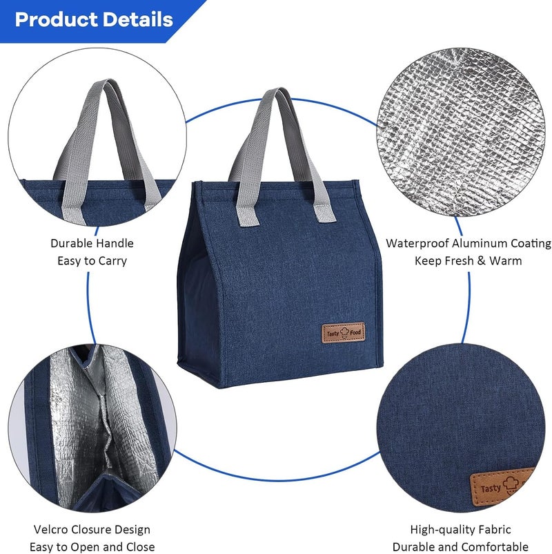 Lunch Bags for Women Men, Reusable Leakproof Kids Lunch Bag, Insulated Cool Bags for Kids, Insulated Cool Lunch Tote, Thermal Cooler Bags for Office, Work, School, Picnic or Travel (Grey) - Image 4