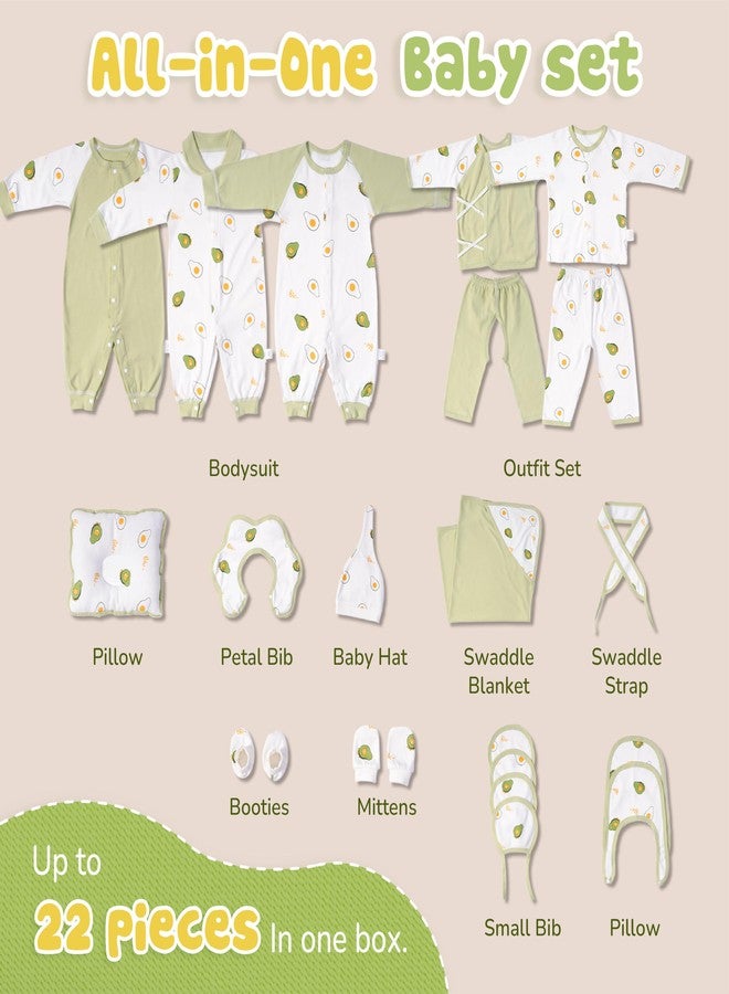 NEOLIFE Neo Life 22-Piece Organic Cotton Newborn Gift Set with Keepsake Box, Avocado Print, All-Season, Unisex 3–6 Months - Image 3