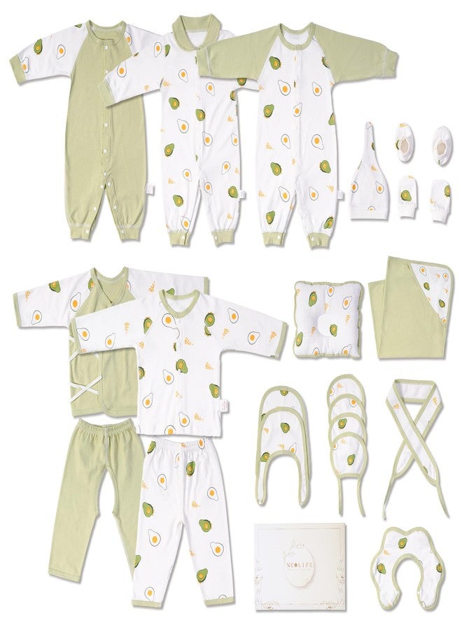 NEOLIFE Neo Life 22-Piece Organic Cotton Newborn Gift Set with Keepsake Box, Avocado Print, All-Season, Unisex 3–6 Months - Image 1