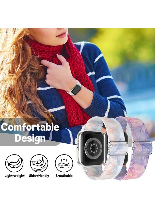Vanet Nylon Printed Pattern Elastic Bands Compatible with Apple Watch 38mm 40mm 41mm Women Men, 4 Pack Soft Strentchy Sport Breathable Replacement Wristbands Compatible for Apple iWatch SE Series - Image 2