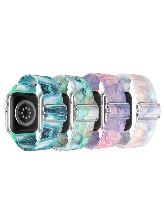 Vanet Nylon Printed Pattern Elastic Bands Compatible with Apple Watch 38mm 40mm 41mm Women Men, 4 Pack Soft Strentchy Sport Breathable Replacement Wristbands Compatible for Apple iWatch SE Series - Image 1